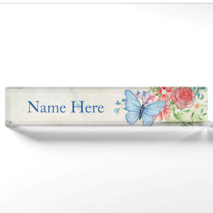 Porte-nom Flore Vintage de Papillon