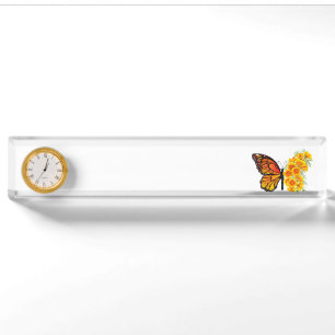 Porte-nom Flower Butterfly with Yellow California Poppy