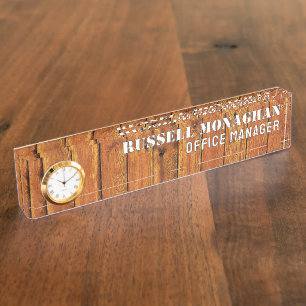 Porte-nom Fond en bois pour bureau