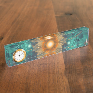 Porte-nom Fractales oranges et turquoises de belle mandarine