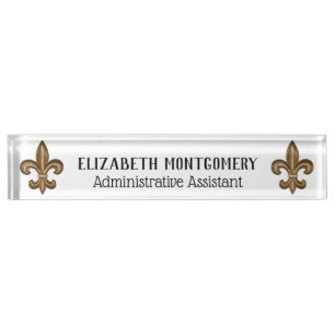 Porte-nom Français Gold Fleur de Lis
