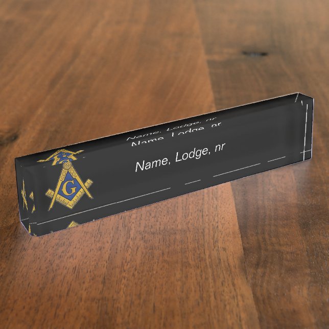 Porte-nom Freemason Masonic Black and gold (Taille)