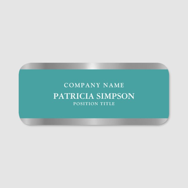 Porte-nom Fresque & moderne Look : Vert Turquoise & Silver M (Devant)