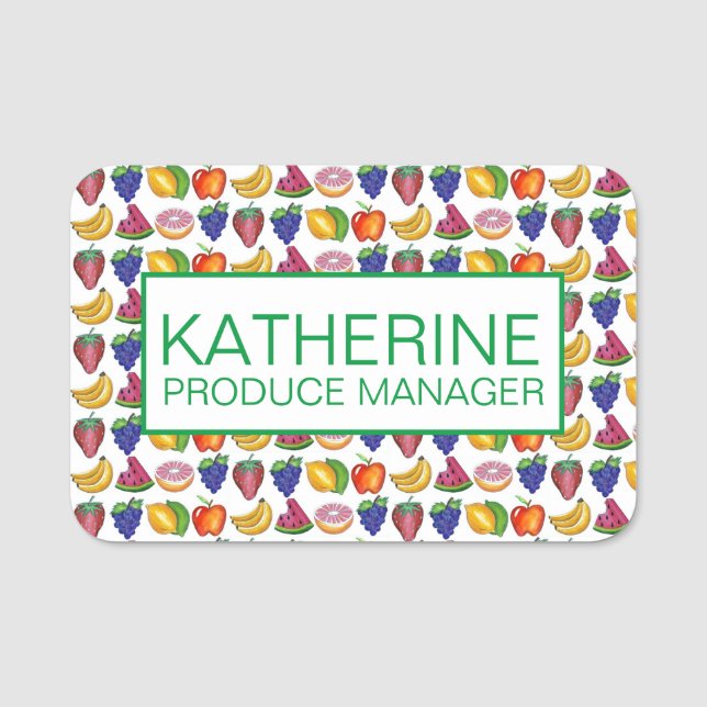 Porte-nom Fruit pastèque citron pomme banane épicerie (Devant)