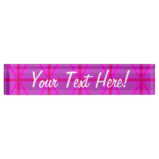 Porte-nom Fuchsia Union Jack (Devant)