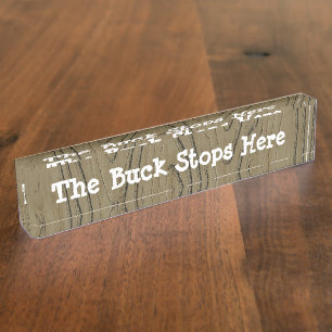 Porte-nom Fun Desk Signale les arrêts Buck ici