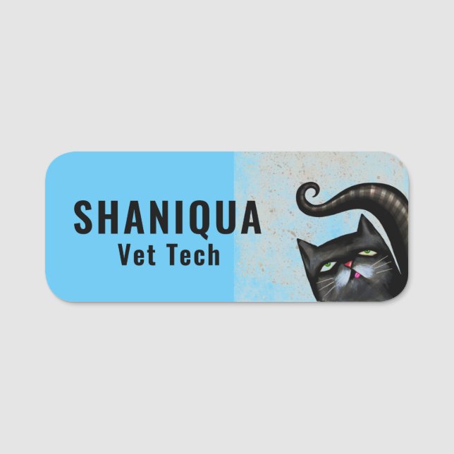Porte-nom Funny Black Cat Veterinarian   Nom (Devant)