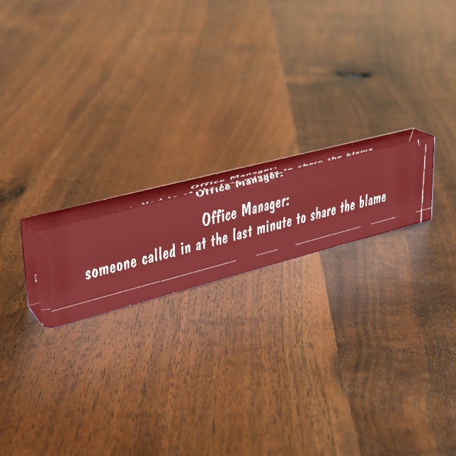 Porte-nom Funny Office Manager (Taille)