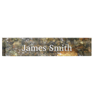 Porte-nom Galets Brown et gris naturel Abstrait