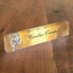 Porte-nom Gardien de l'Aube – Le Loup à l'Aile Blanche.