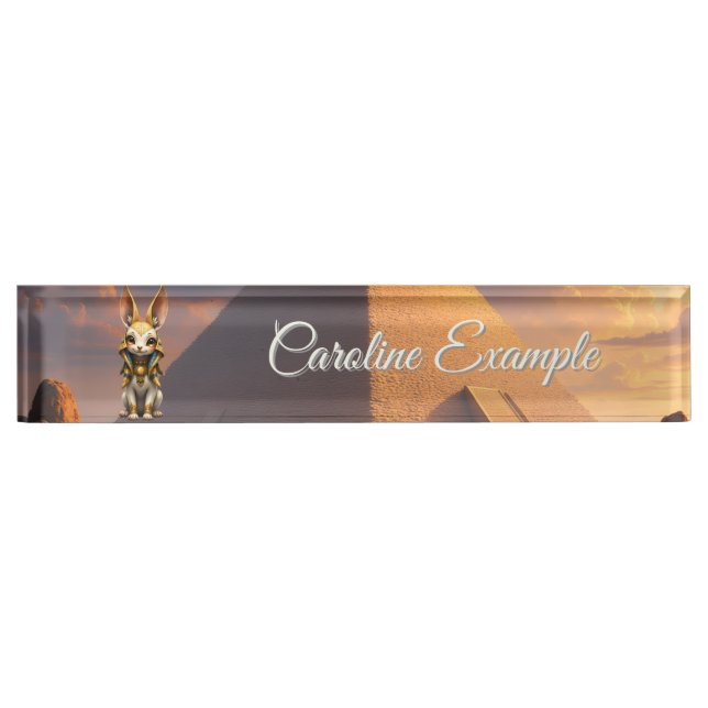 Porte-nom Gardien Ensoleillé – Lapin Relique du Désert. (Devant)