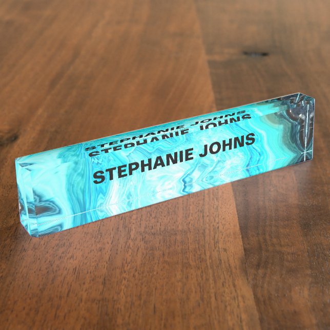 Porte-nom Géode Agate Gemstone Nom personnalisé Art Abstrait (Taille)