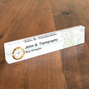 Porte-nom Géologue, carte topographique de cartographe
