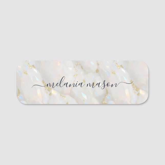 Porte-nom Glam Gold Elegant Opal Stone Gemstone (Devant)