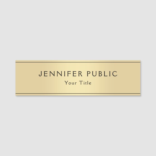 Porte-nom Glamor Faux Or Modèle moderne sur mesure (Devant)
