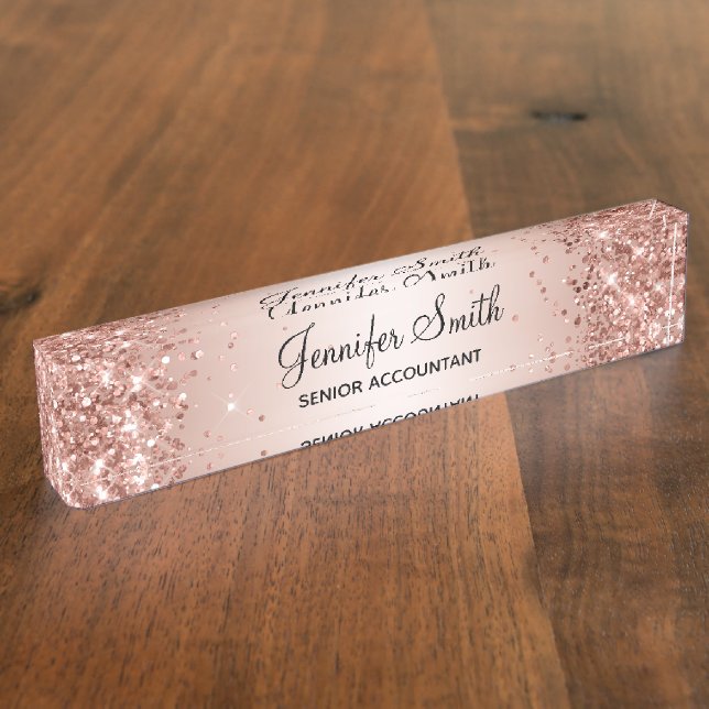 Porte-nom Glittère Rose Gold Gradient (Taille)