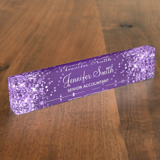 Porte-nom Glitterie brillante Royal pourpre Gradient (Taille)