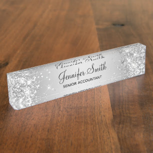 Porte-nom Glitterie Girls Gradient Argent