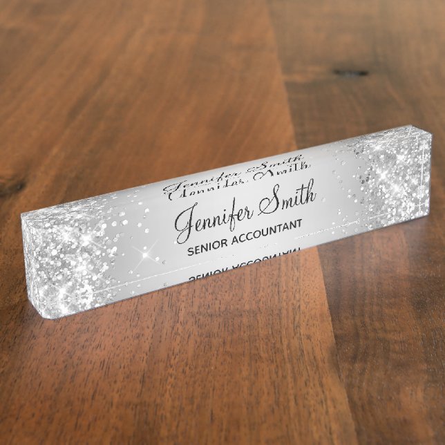 Porte-nom Glitterie Girls Gradient Argent (Taille)