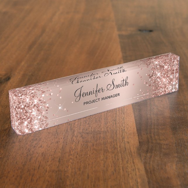 Porte-nom Glitterie Rose or Gradient (Taille)