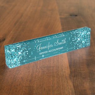Porte-nom Glitterie Turquoise foncé Gradient