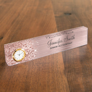 Porte-nom Glittery Blush Rose Gold Glam