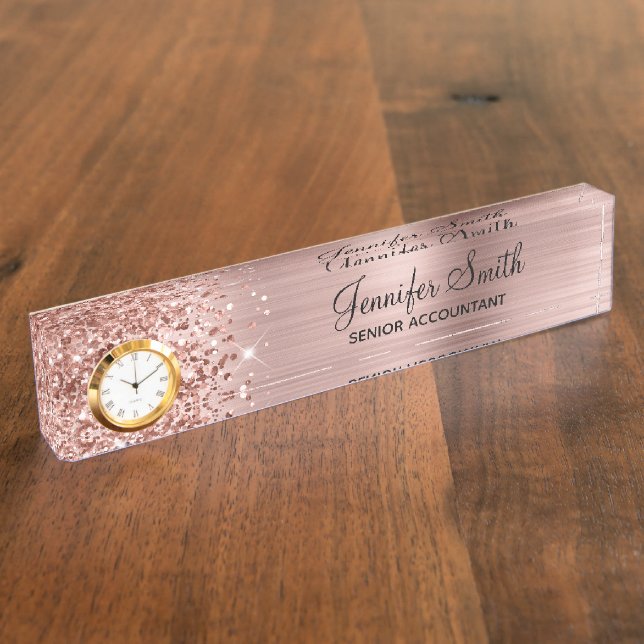 Porte-nom Glittery Blush Rose Gold Glam (Taille)