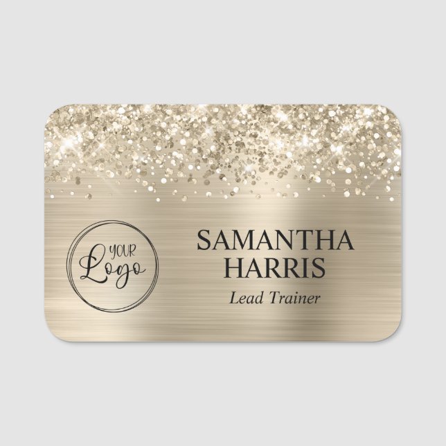 Porte-nom Glittery Pale Gold Foil Logo (Devant)