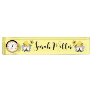 Porte-nom Gnomes mignons aux tournesols