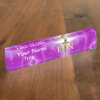 GOLD CADUCEUS INSCRIT INFIRMIER SYMBOLE Pink Fuchs