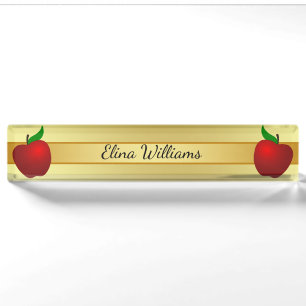 Porte-nom Gold Classic Enseignant Rouge Pomme maternelle