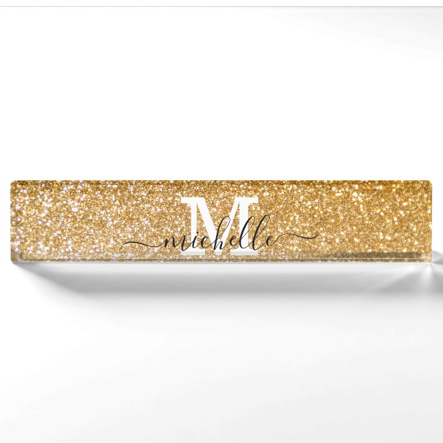 Porte-nom Gold Elegant Parties scintillant Feminine Nom de s (Devant)