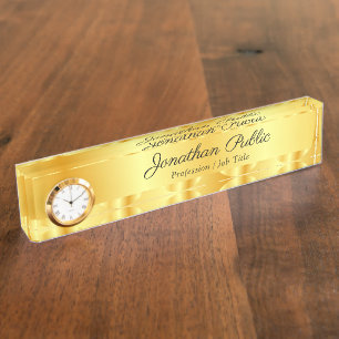 Porte-nom Gold Look Élégant écriture manuscrite Nom Modèle