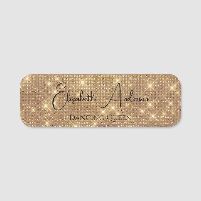 Porte-nom Gold Parties scintillant Elegant Event Party (Devant)