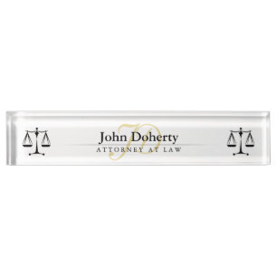 Porte-nom Golden ATTORNEY À LA LOI Initiales