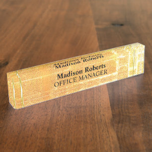 Porte-nom Golden élégant moderne bureau professionnel nom pl