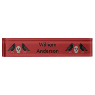 Porte-nom Gothique crâne et gardien Ravens Halloween Custom