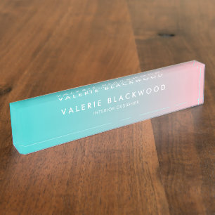Porte-nom Gradient turquoise rose d'Ombre