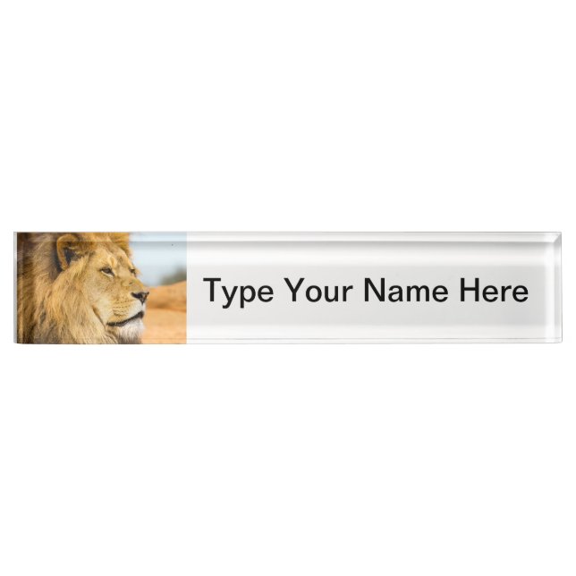Porte-nom Grand lion regardant loin (Devant)