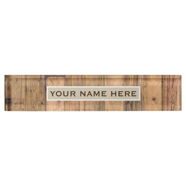 Porte-nom Grange rustique Bois & Kraft Plaque de nom personn (Devant)