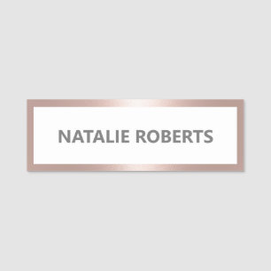 Porte-nom Gras minimaliste encadré d'or Rose moderne