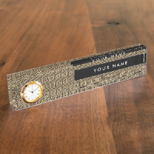 Porte-nom Grec Meander Carré Motif principal Brown