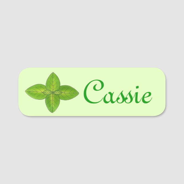 Porte-nom Green Basil Leaf Feuilles Herb Garden Cuisine (Devant)