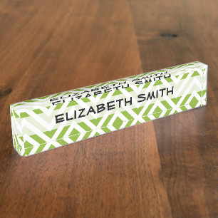Porte-nom Green Zigzag, Green Chevron, Zigzag Motif