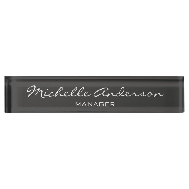 Porte-nom Gris Charme Professionnel Script Manager (Devant)