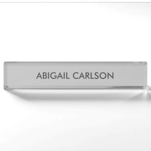 Porte-nom Gris clair minimaliste Plain moderne