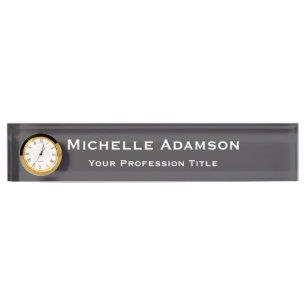 Porte-nom Gris Couleur Professionnel Plat Moderne