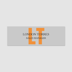 Porte-nom Gris gris monogramme attrayant