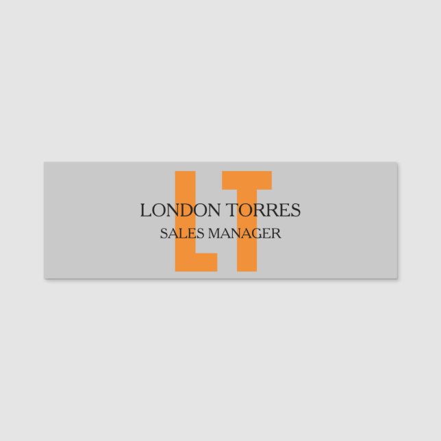 Porte-nom Gris gris monogramme attrayant (Devant)