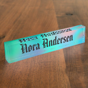 Porte-nom Grognon holographique gothique en détresse